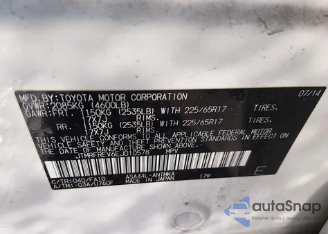 2014 Toyota Rav4 Xle from USA, damaged, VIN JTMRFREV6EJ010578